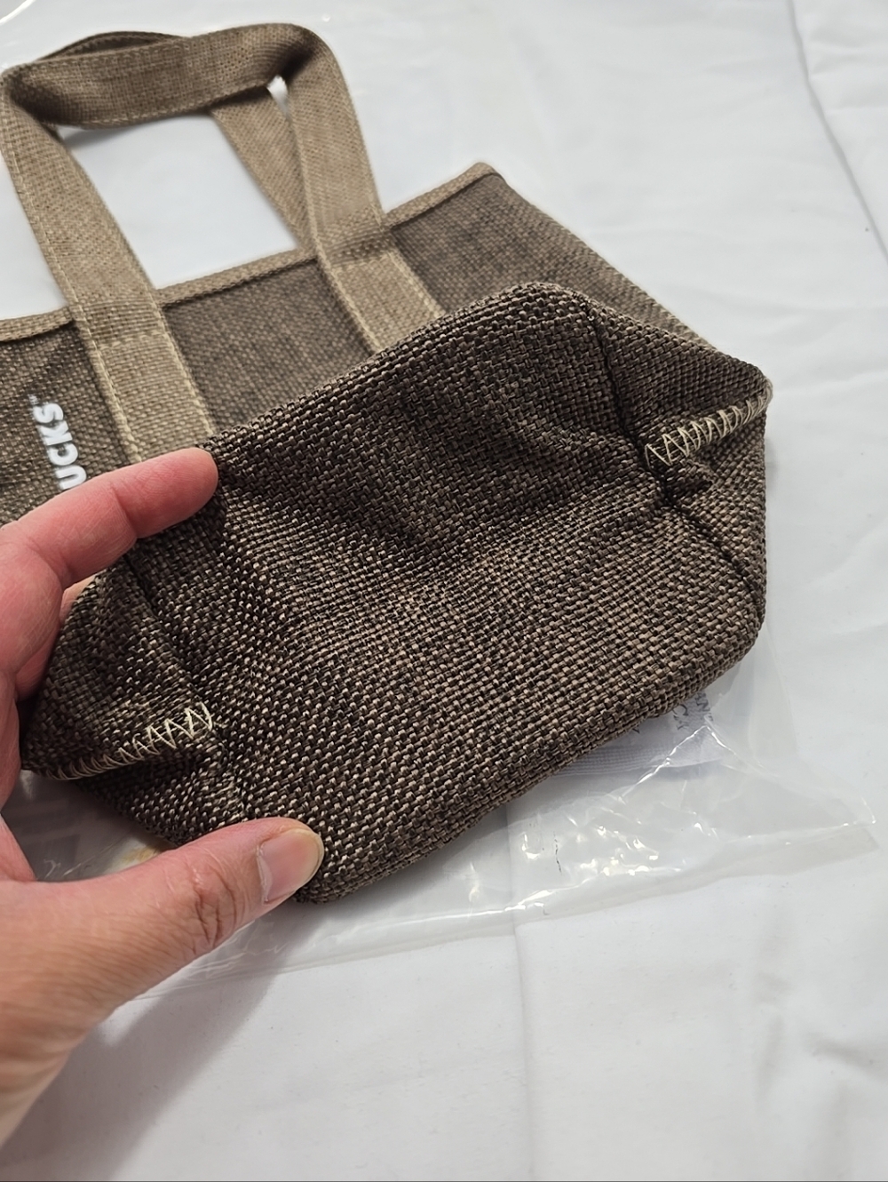 NWT Starbucks Merchandise Brown Goddess Style Cotton Linen Travel Mug Bag - Picture 6 of 13